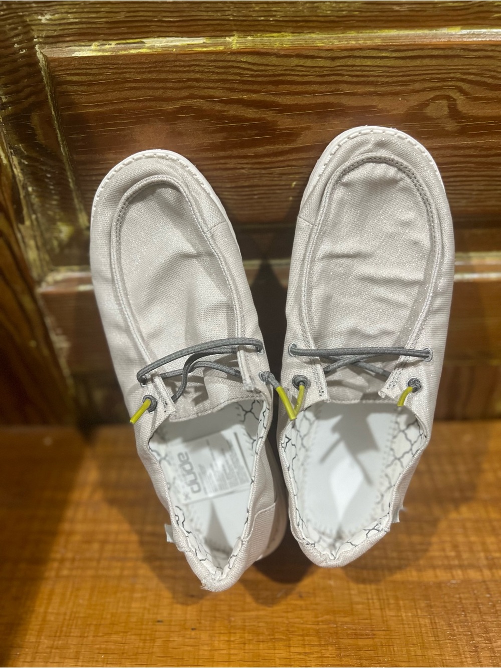 Hey Dude Women's Cream Sparkly Flats